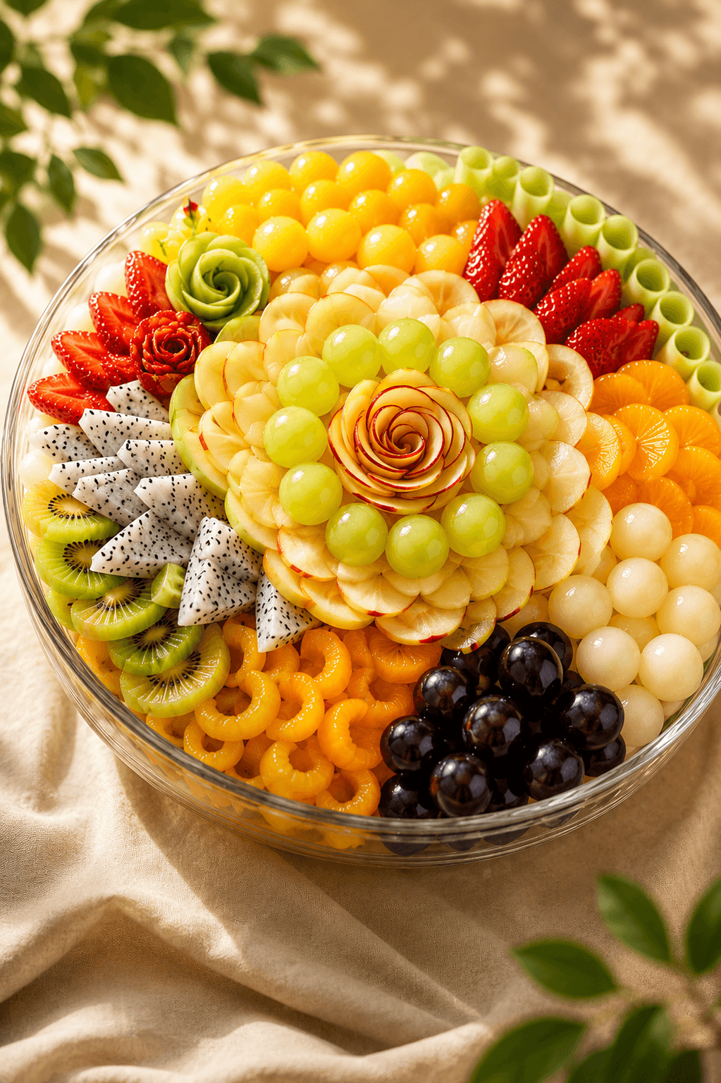 Premium tropical fruit bowl with colorful fresh fruit arrangement
